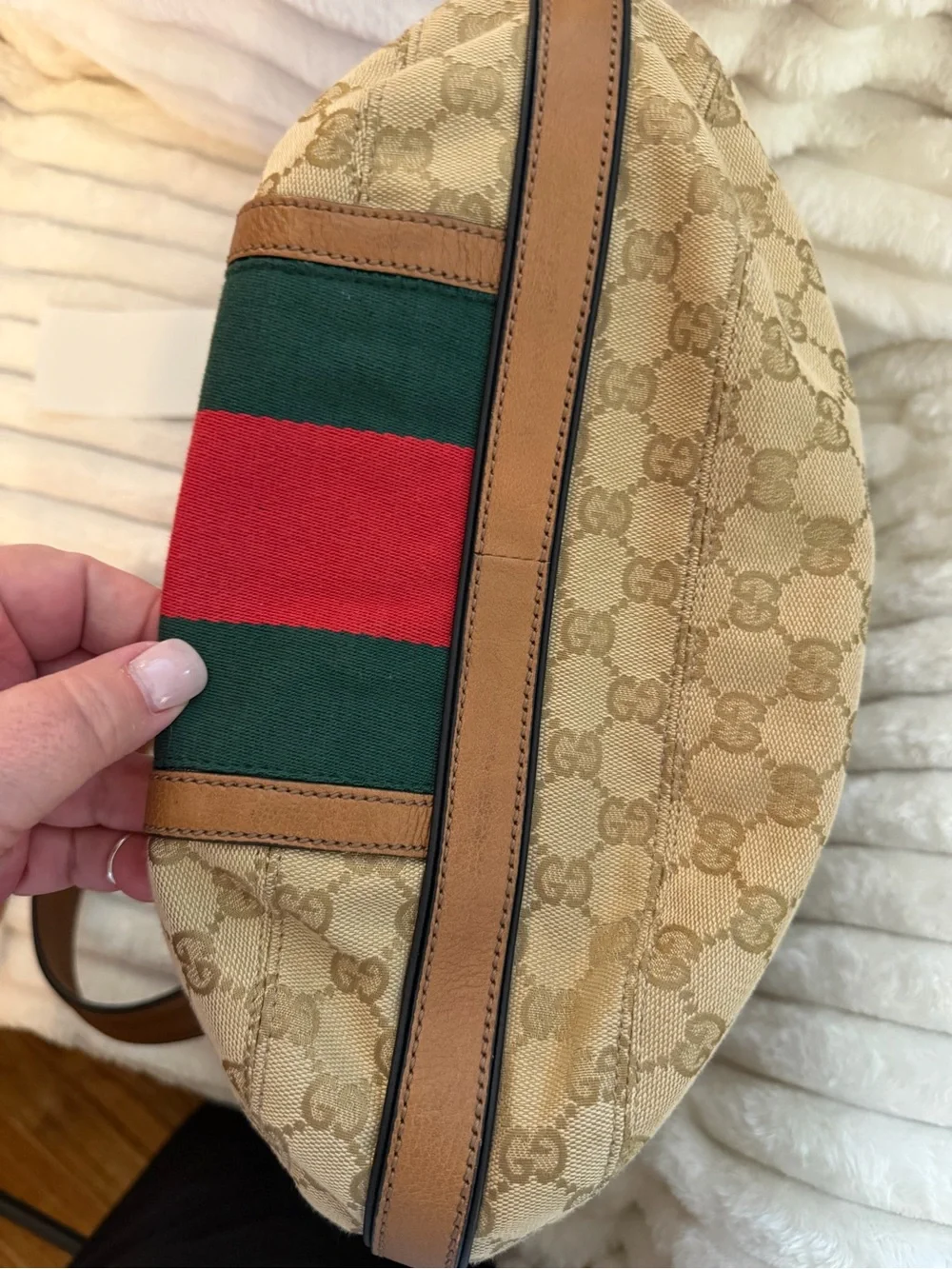 Gucci GG Canvas Web Rania Drawstring Hobo Bag